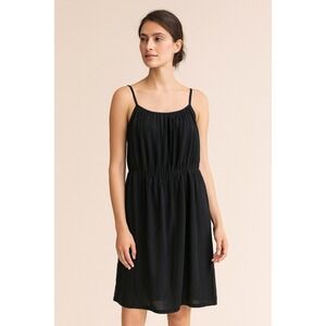 Brochu Walker Black Slip Dress S 100% Viscose Silk Lined Midi Adjustable‎